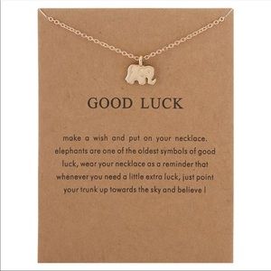 Gold boho elephant necklace